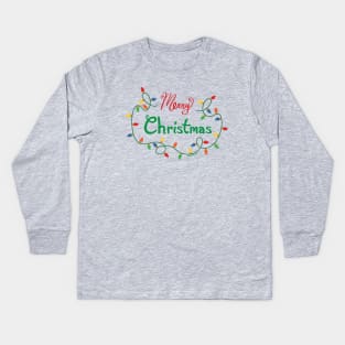 Merry Christmas Lights Kids Long Sleeve T-Shirt